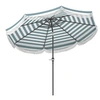 Image de Parasol de jardin à franges inclinable dia.2,7 x 2,4m métal tissu UPF 30+ bleu blanc rayé