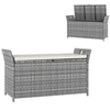Image de Coffre de jardin en résine tressée avec poignées et coussin déhoussable dim. 125 x 55 x 70 cm gris