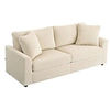 Image de Canapé 3 places velours côtelé avec 2 coussins - canapé droit fixe 3 places beige clair
