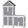 Image de Ensemble armoire de jardin avec coffre extérieur assorti - 2 + 2 portes - 3 + 1 étagères - toit bitumé noir bois gris blanc