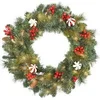 Image de Couronne de Noël lumineuse LED décorée dia. 60 cm 50 LEDs blanc chaud timer vert