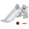 Image de Toboggan enfant design girafon - panier de basket-ball intégré - ballon, pompe inclus - plastique gris blanc