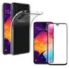 Image de Coque pour Samsung Galaxy A50 + Verre Trempé Integral Bord Noir Film Protection Ecran - Housse Etui Gel TPU Silicone Transparent Protection Souple