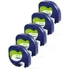 Image de Lot de 5 Rubans Blanc compatible Dymo LetraTag - Etiquette papier 91200 12mm x 4m