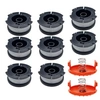 Image de Bobine fil coupe bordure fil de rechange A6481 compatible pour Black et Decker Ø 1,65mm longueur 9,1m [Lot 8 bobines + 2 couvercles]