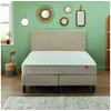 Image de Ensemble boxspring surmatelas + matelas + sommier + tête de lit + pieds ENCHANTEUR Chenille lin 2x90x200