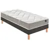 Image de Ensemble matelas primo, sommier Vigoroso gris fumé et pieds Back To Basics 90x190