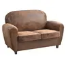 Image de Canape droit 2 places en cuir marron 84 x 139 x 86 cm
