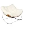 Image de Fauteuil à Bascule Blanc avec Assise Capitonnée et Bouclettes - MERIDA -