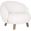 Image de Fauteuil Bas Imitation Laine Blanche et Pieds Bois - MOOT -