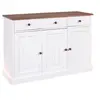 Image de Buffet 3 Portes 3 Tiroirs Bois Massif Vernis Sepia et Blanc - SOCOA -