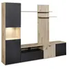 Image de NIVER - Meuble TV Mural avec Banc TV et Colonne Led incluse et Aspect Bois Noir -