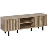 Image de Meuble TV 2 Portes 2 Niches Aspect Bois Finition Canyon Oak Effet Tasseaux - ROMY -