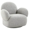 Image de Fauteuil en Tissu Bouclé Texturé Gris Clair Pivotant - SWIVEL -