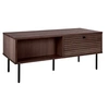 Image de Table basse Lowan - 2 tiroirs - Effet tasseaux chêne foncé - Métal - 100x50xH45cm