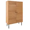 Image de LOWAN - Buffet Haut 2 Portes Effet Tasseaux Teinté Chêne Clair -
