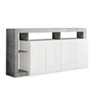 Image de ARTURO - Buffet 4 Portes Blanc Laqué Encadrement Niches Aspect Cimento -