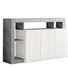 Image de ARTURO - Buffet 3 Portes Blanc Laqué Encadrement Niches Finition Aspect Cimento -