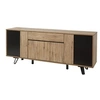 Image de Buffet 4 Portes 1 Tiroir Effet Bois Naturel et Noir - CARSON -