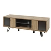 Image de Meuble TV 2 Portes Effet Bois Naturel et Noir - CARSON -