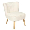 Image de Fauteuil en Tissu Bouclettes Blanc Pieds Bois Naturel - KELIOS -