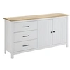 Image de Buffet Bas 2 Portes 3 Tiroirs Bois Ciré et Blanc - TINA -