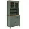 Image de Buffet Haut 4 Portes 2 Tiroirs Bois Ciré et Vert - TINA -
