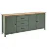 Image de Buffet Bas 3 Portes 3 Tiroirs Bois Ciré et Vert - TINA -