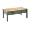 Image de Table Basse Rectangulaire 1 Tiroir Bois Ciré et Vert - TINA -