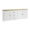 Image de Buffet Bas 3 Portes 3 Tiroirs Bois Ciré et Blanc - TINA -