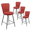 Image de Lot de 4 Tabourets de Bar Matelassés Rouges - PARIL -
