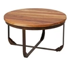 Image de Table Basse Ronde Plateau en Bois de Recyclé et Pied en Acier - THARA -