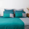 Image de 3S. x Collection Housse de couette en coton - TRIO - Bleu Canard / Gris 260 x 240 cm