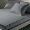 Image de 3S. x Tertio Drap-housse satin de coton uni - Gris - Perle 90 x 190 cm