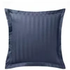 Image de 3S. x Tertio Taie d'oreiller ou de traversin satin de coton 2 faces uni / rayé - Bleu - Indigo 50 x 70 cm avec volant