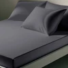 Image de 3S. x Tertio Drap Housse satin de coton uni - Gris - Anthracite 90 x 190 cm