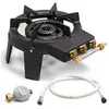 Image de Rechaud gaz fonte véritable 9.8 KW 4 pieds 3 robinets + Tuyau gaz 1.50m et Détendeur Butane