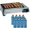 Image de Barbecue à gaz portable 1900W Grille anti adhesive + 8 Cartouches gaz butane - Idéal camping, terrasse, extérieur KEMPER
