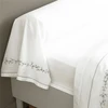 Image de Becquet Drap plat en percale de coton blanc à motif brodé floral - ADELE 240 x 300 cm