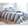 Image de Becquet Jeté de canapé ou fauteuil bleu indigo à rayures - TRÉPORT RAYE 250 x 270 cm