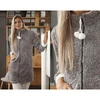 Image de Becquet Peignoir d'intérieur uni et pompons femme - gris chiné S