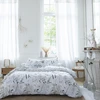 Image de Becquet Housse de couette coton FRAICHEUR réversible imprimé floral blanc 200 x 200 cm