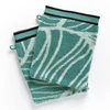 Image de Becquet Gant de toilette Coton Eponge motifs feuilles EUCALYPTUS Bleu aqua 15 x 22 cm