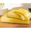 Image de Becquet Lot de 2 gants de toilette en coton jaune avec liteau brodé - Collection BYSANTINE 15 x 21 cm