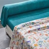 Image de Becquet Taie de traversin COLIBRIS bleue grisé en percale de coton 43 x 185 cm