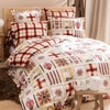 Image de Becquet Drap Housse flanelle effet patchwork SCARLETTE - Rouge 90 x 190 cm