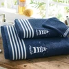 Image de Becquet Lot de 2 gants de toilette bleu marine uni - PHARE 15 x 21 cm