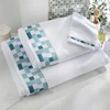 Image de Becquet Lot de 2 gants de toilette en coton blanc - MOSAIQUA 15 x 21 cm