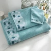 Image de Becquet Lot de 2 gants de toilette en coton bleu aqua - MOSAIQUA 15 x 21 cm
