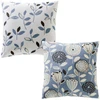 Image de Becquet Taie d'oreiller réversible en coton bleu à motif floral - SEVENTIES 63 x 63 cm